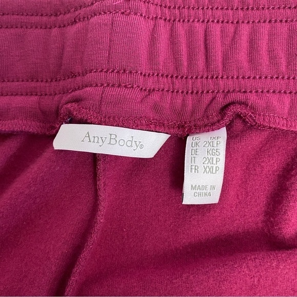 ANYBODY Sweatpants Size 1X Raspberry Lounge Wide Leg Pants - Picture 7 of 8